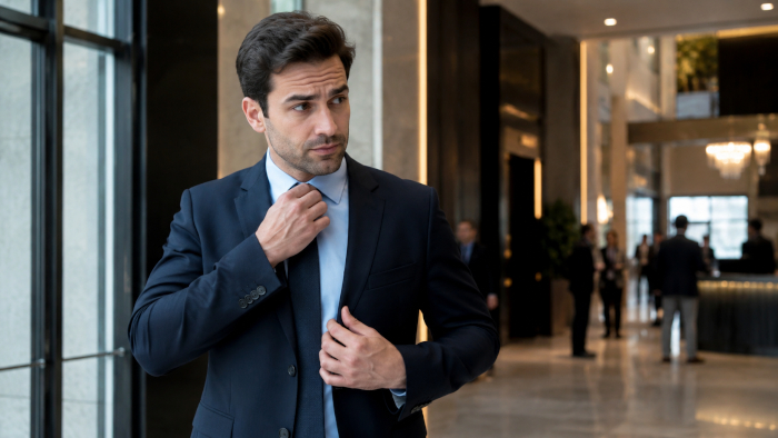an example of self-conscious body language